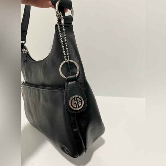 Giani Bernini Nappa Leather Round Hobo Bag Silhouette Black shoulder medium size - Picture 5 of 9
